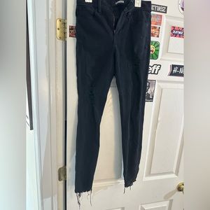Express black ripped skinny jeans
